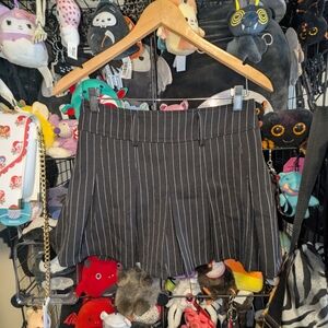 Dark Academia Black Pinstripe Pleated Skirt